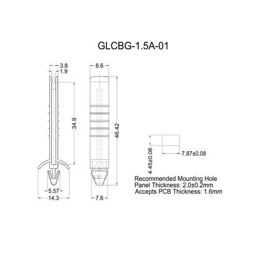 GLCBG-1.5A-01 - Guida per schede verticale e a scatto | Americom GmbH