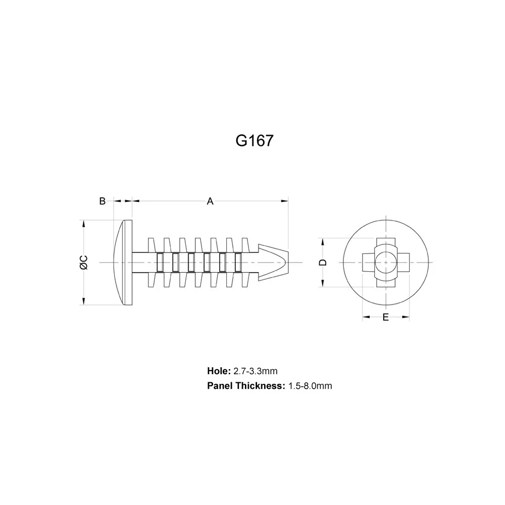 G167 - Drukknoop met weerhaak | Americom GmbH